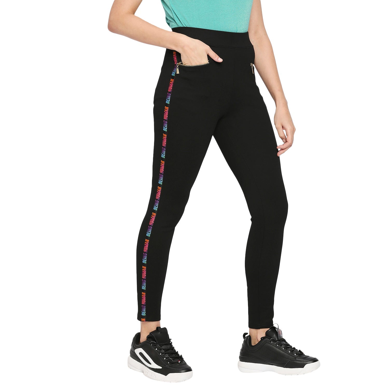 Being Human Women Fit Leggings-Jet Black - beinghumanbd - 