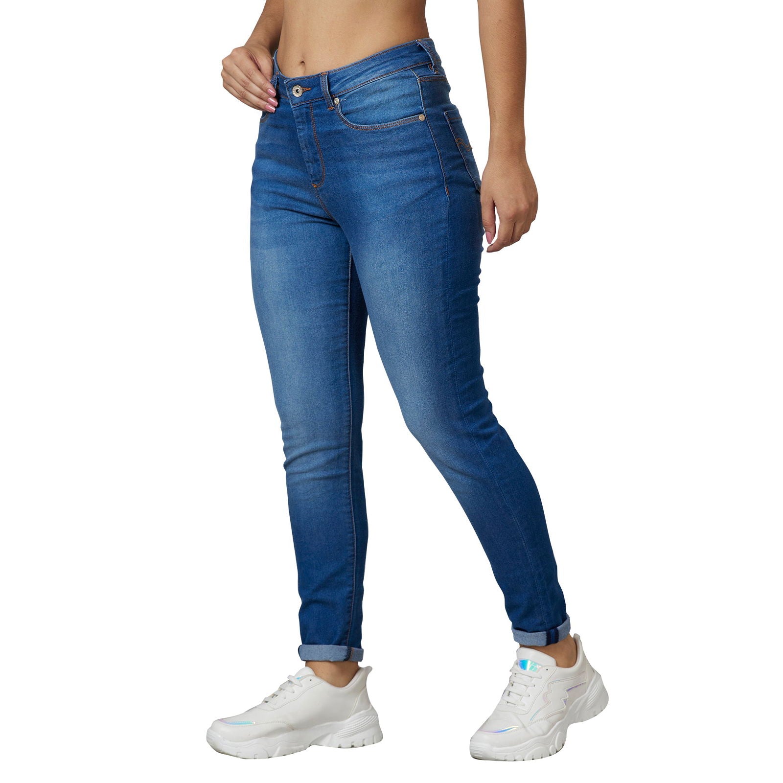 Being Human Women Skinny Fit Denim-Ice Blue & Mid Wash - beinghumanbd - 