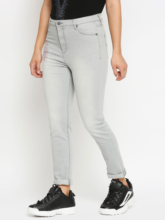 Being Human Women Slim Straight Fit Denim-Grey Tone - beinghumanbd - 