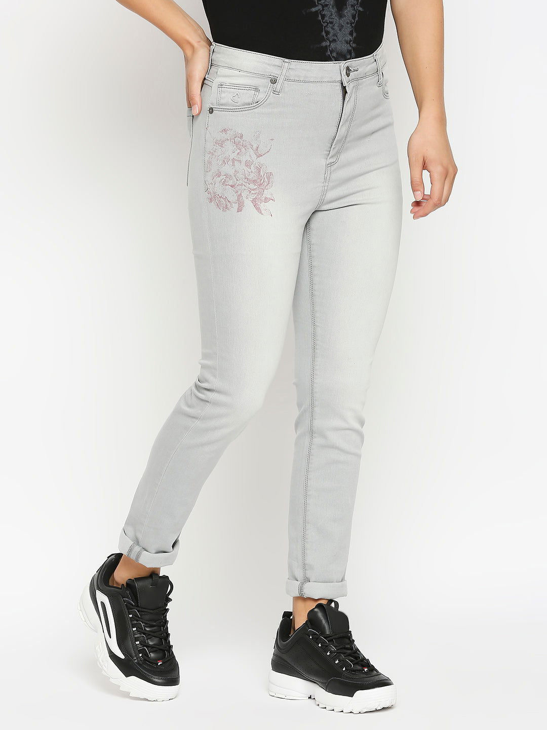 Being Human Women Slim Straight Fit Denim-Grey Tone - beinghumanbd - 