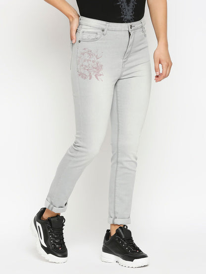 Being Human Women Slim Straight Fit Denim-Grey Tone - beinghumanbd - 