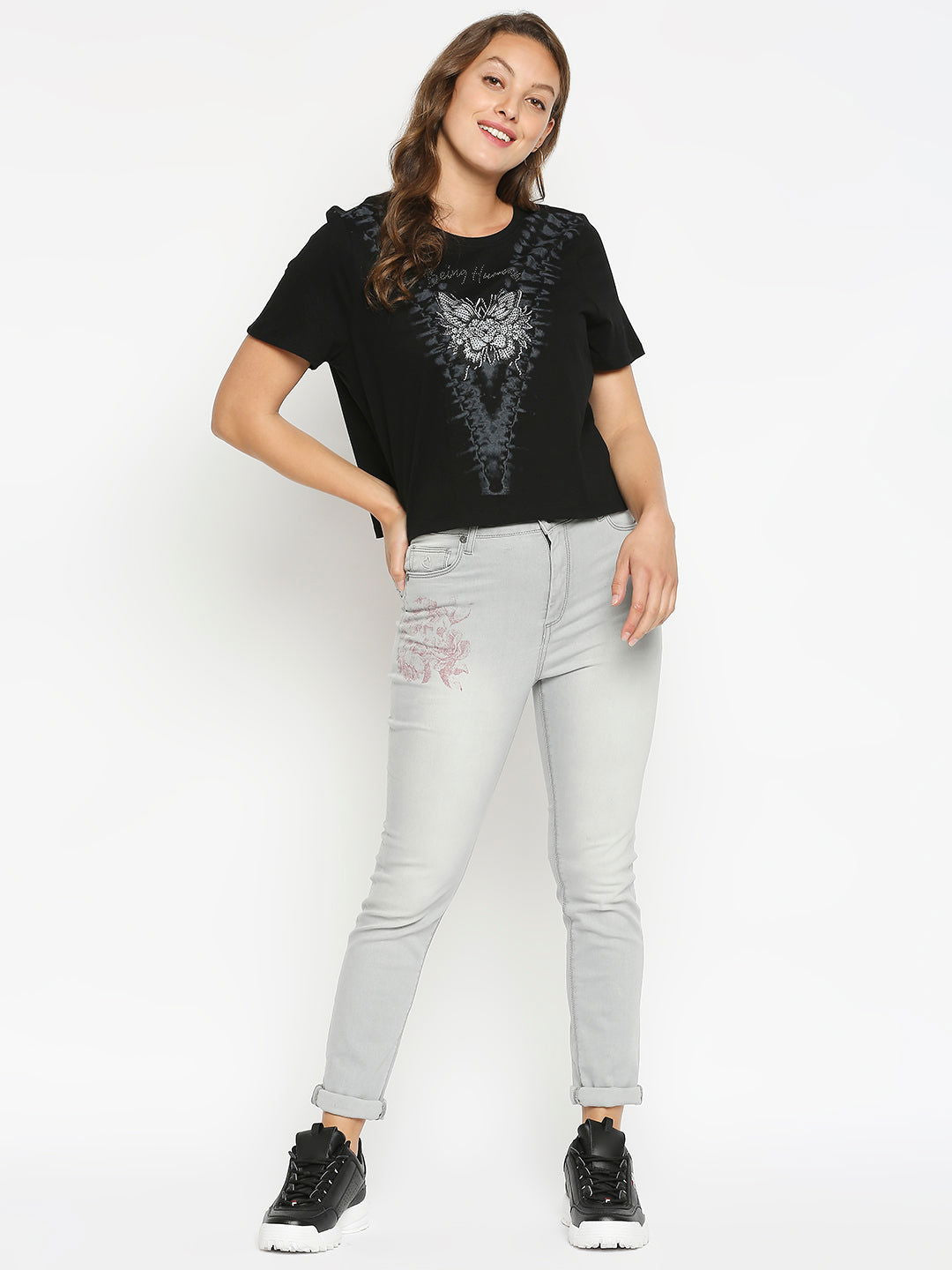Being Human Women Slim Straight Fit Denim-Grey Tone - beinghumanbd - 