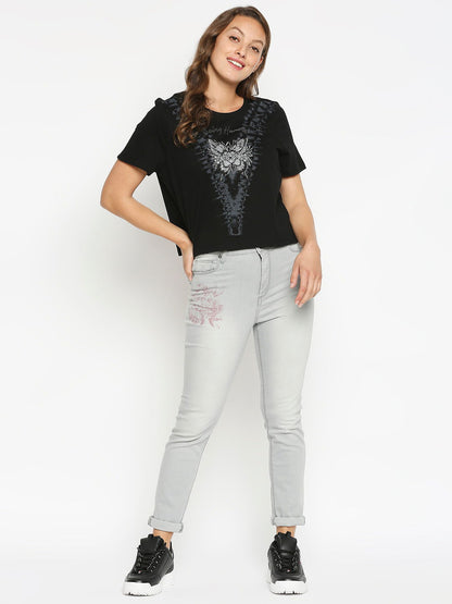 Being Human Women Slim Straight Fit Denim-Grey Tone - beinghumanbd - 