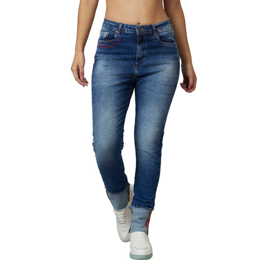 Being Human Women Straight Leg Fit Denim-Mid Blue - beinghumanbd - 