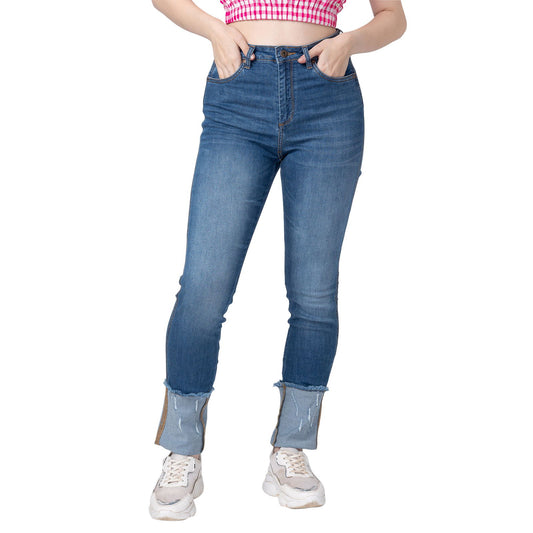 Being Human Women Straight Leg Fit Denim-Mid Blue Tone - beinghumanbd - 