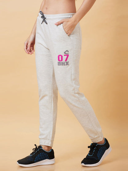 Being Human Women Track Pants-Black & Ecru Mel - beinghumanbd - 